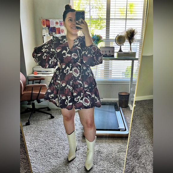 CLEOBELLA RAINEY MINI DRESS IN ABSTRACT PRINT LONG SLEEVES SIZE MEDIUM - Picture 11 of 16